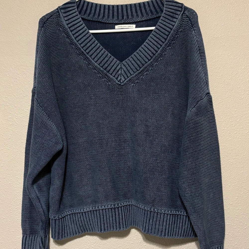 American Eagle Outfitters Deep Blue V-Neck Sweater